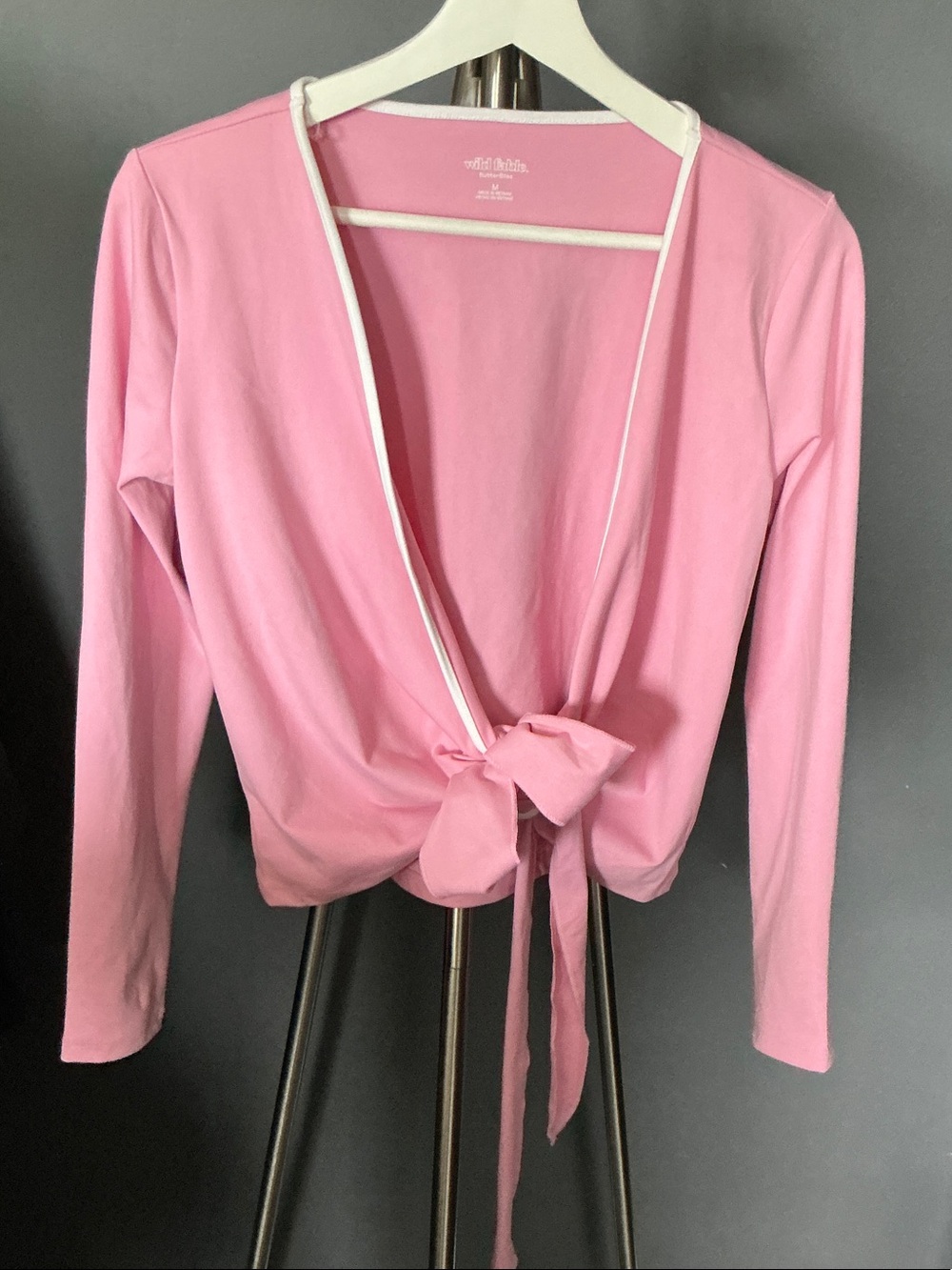 Women’s Pink Tie-Front Long Sleeve Cardigan